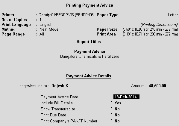 Payment Advice