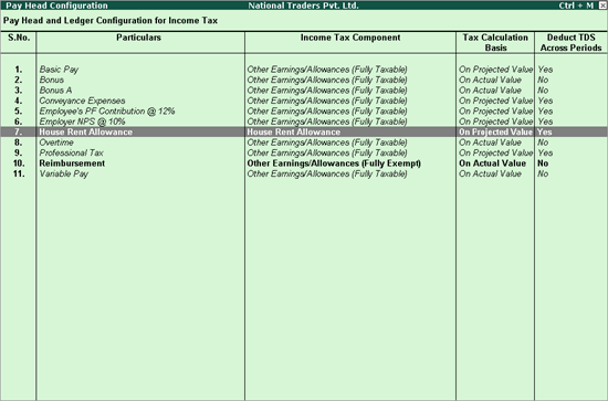 Configuring Income Tax Components Pay Head Configuration Payroll 