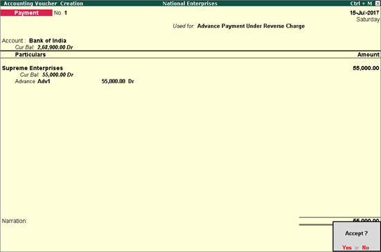 Recording an Advance Payment to Supplier under GST (Release 6 to 