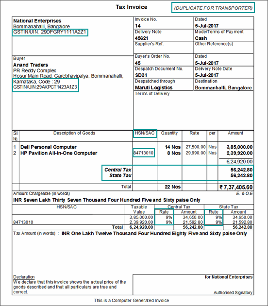 how-to-record-sales-invoice-under-gst-and-printing-the-invoice-tally