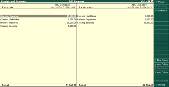 displaying-receipts-and-payments-account