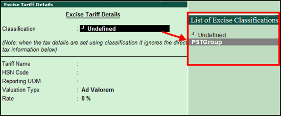 Configuring Excise Details based on Classification or Groups in Release 5