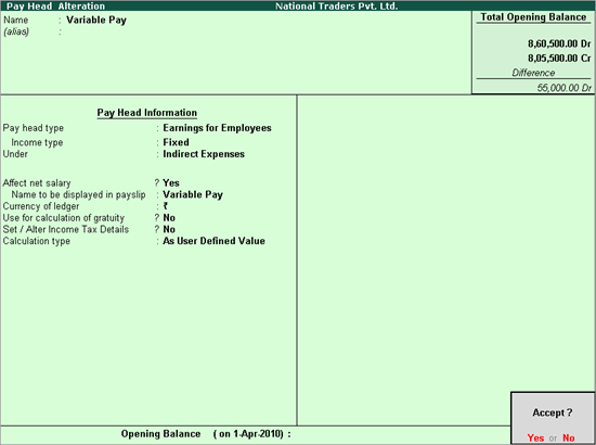 Creating User Defined Earnings Pay Head Payroll 