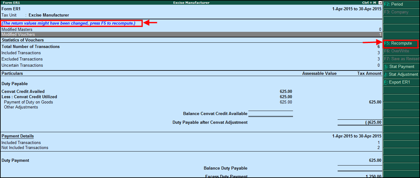 Recomputing Returns in Release 5