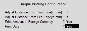 Cheque Printing Configuration - Penieltech - Tally ERP 9 Dealer