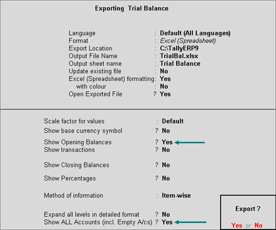 View Print Export Opening Balances Of All The Ledgers 1287