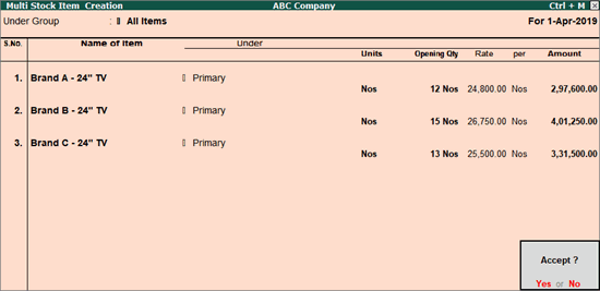 Explain Stock Item Creation In Tally Learn With G1