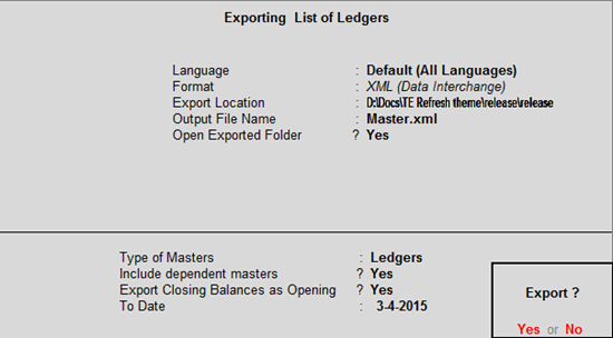 export data from tally 7.2 to excel