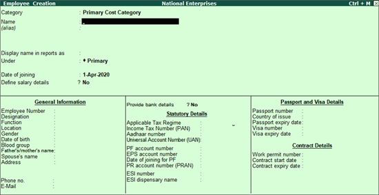 Create Employees Payroll