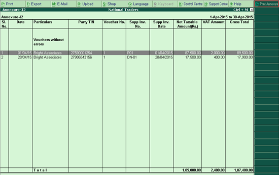 Annexure J1 And J2 Of Form E-vat 704 (maharashtra)