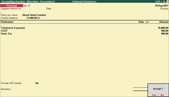 travelling expenses journal entry in tally