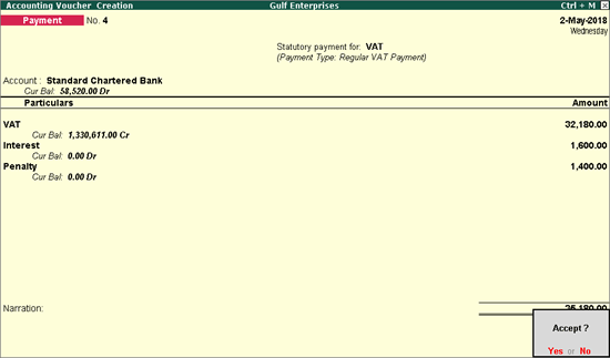 VAT Entries in Tally Dubai