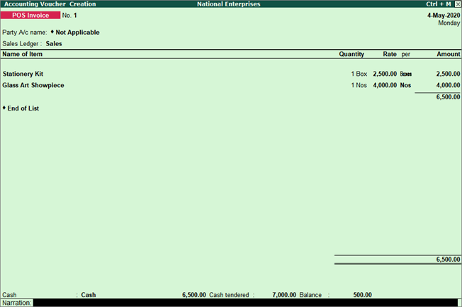 Explain The Process Of POS Invoice In Tally Learn With G1