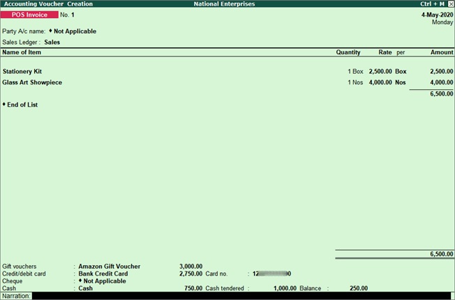 Tally ERP 9 POS Dubai