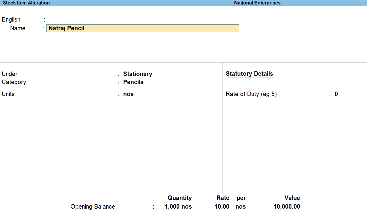 Stock Item Alteration and Deletion in TallyPrime