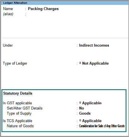 Income Ledger in TallyPrime