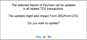 Update Nature of Payment