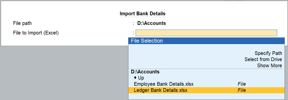 Import Bank Details in TallyPrime