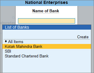 List of banks for cheque printing