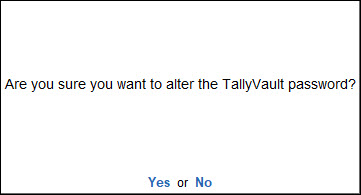 Alter TallyVault Password for Company