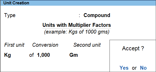 The Compound Unit Creation Screen