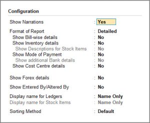 Day Book Configuration in TallyPrime