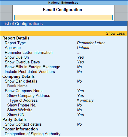 E-mail Configuration in TallyPrime