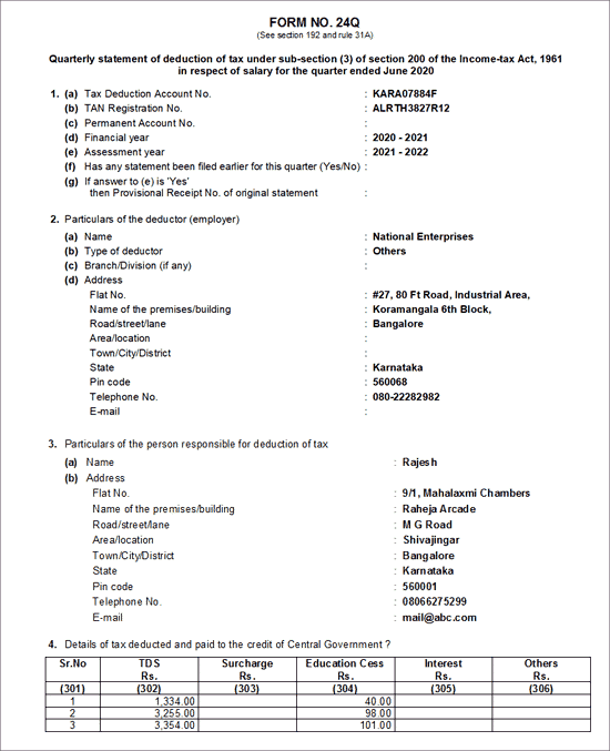 How to Print Income Tax Form 24Q Using TallyPrime (Payroll) | TallyHelp