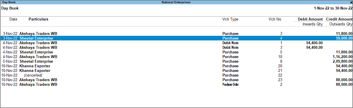 Hide a Transaction in Day Book in TallyPrime