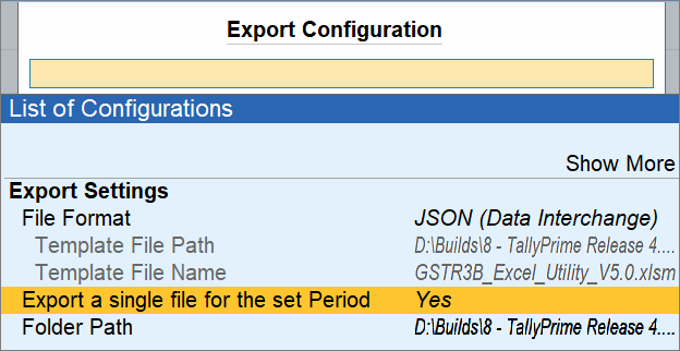 Export Single JSON File for Set Period in GSTR-3B of TallyPrime