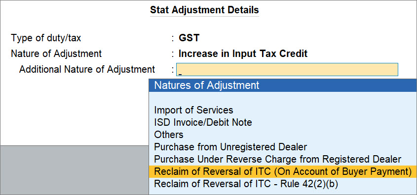 GST Adjustments in TallyPrime for Increase in Input Tax Credit