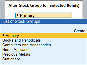 Alter Stock Group for Selected Item(s) Using VAT Rate Setup