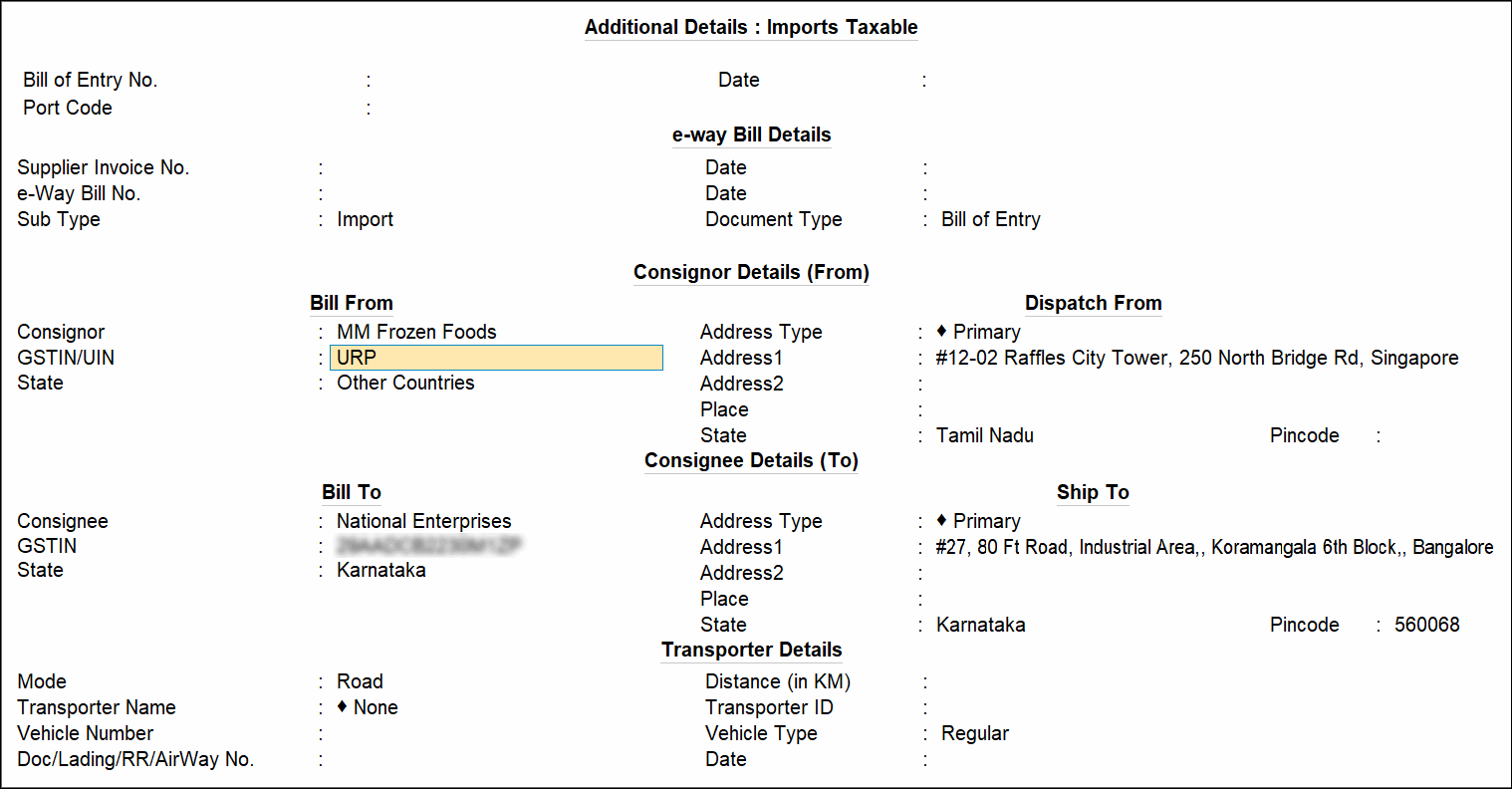 E Way Bill In Tally Prime