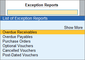 Exception reports in TallyPrime