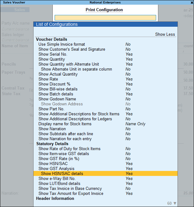 How To Print Invoice With HSN SAC In TallyPrime TallyHelp