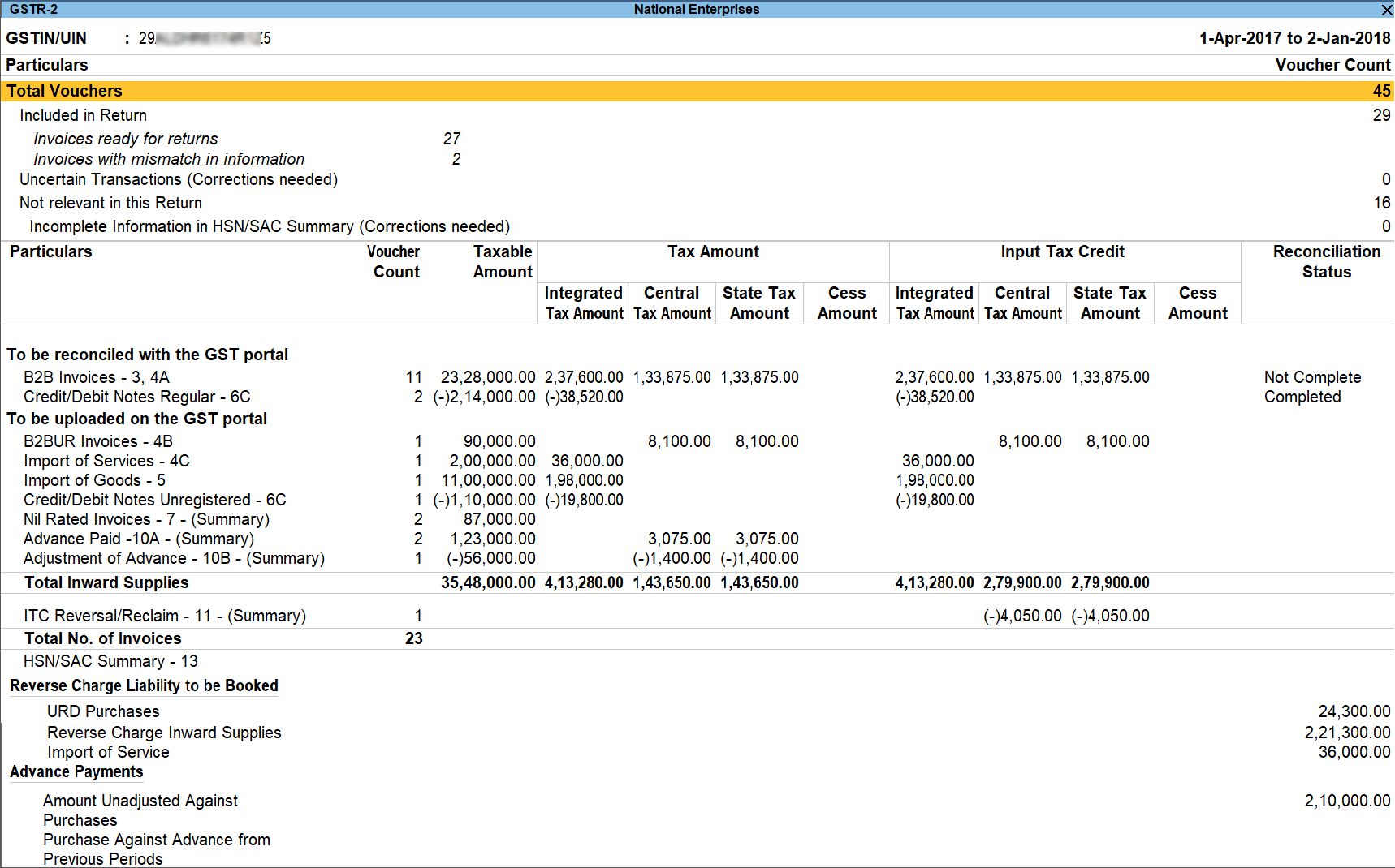 %excel to tally%