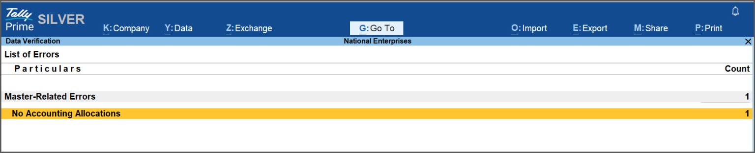 How to Resolve Errors While Verifying Company Data in TallyPrime ...