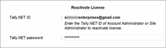 Reactivate existing TallyPrime credentials