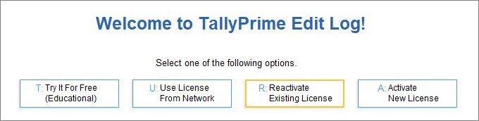 Use Existing License to Upgrade to TallyPrime Edit Log