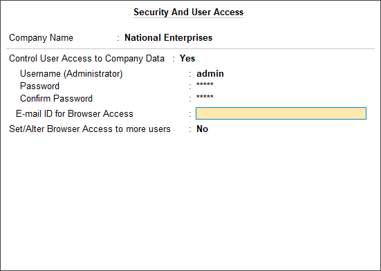 Security and User Access in TallyPrime