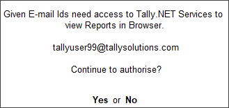 Authorise E-mail ID for Access in TallyPrime