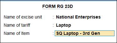 Form RG 23D in TallyPrime