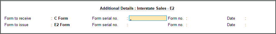 The Additional Details Screen for Interstate Sales - E2