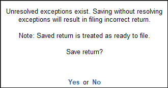 Save the Return (VAT) in Case of Exceptions in TallyPrime