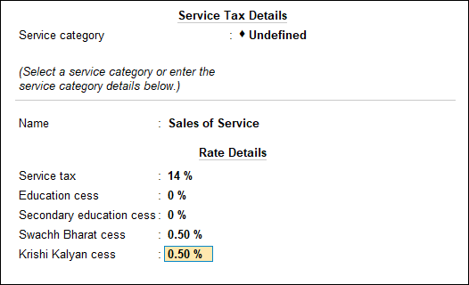 Service Tax Details for Creating a Group with Service Tax Details
