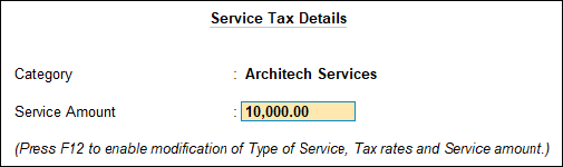 Service Tax Details in TallyPrime