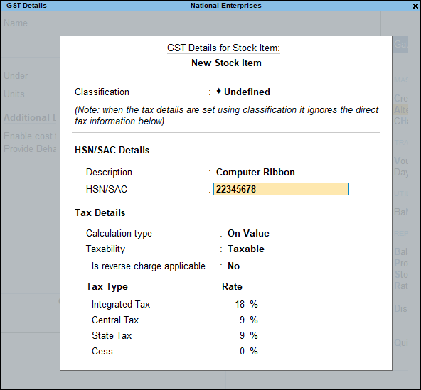 Print Invoice With HSN SAC In TallyPrime