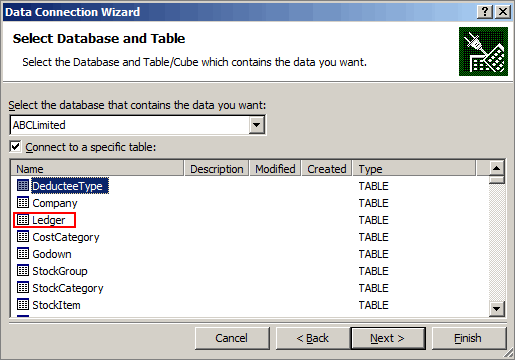 Select Data Type - Master - MS Word's Mail Merge for Label Printing (ODBC in TallyPrime)