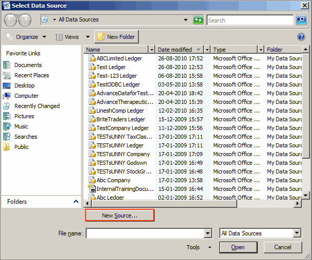 Click New Source in the Select Data Source Window of the Mail Merge Wizard in MS Word