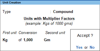 Create Compound Unit in TallyPrime